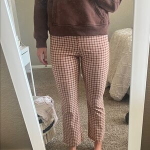 Altar'd State Brown and White Plaid Pants